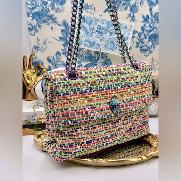 🆕 KURT GEIGER LONDON 🧿 NWOT Large Tweed Kensington, Multicolour Woven - Picture 2 of 15